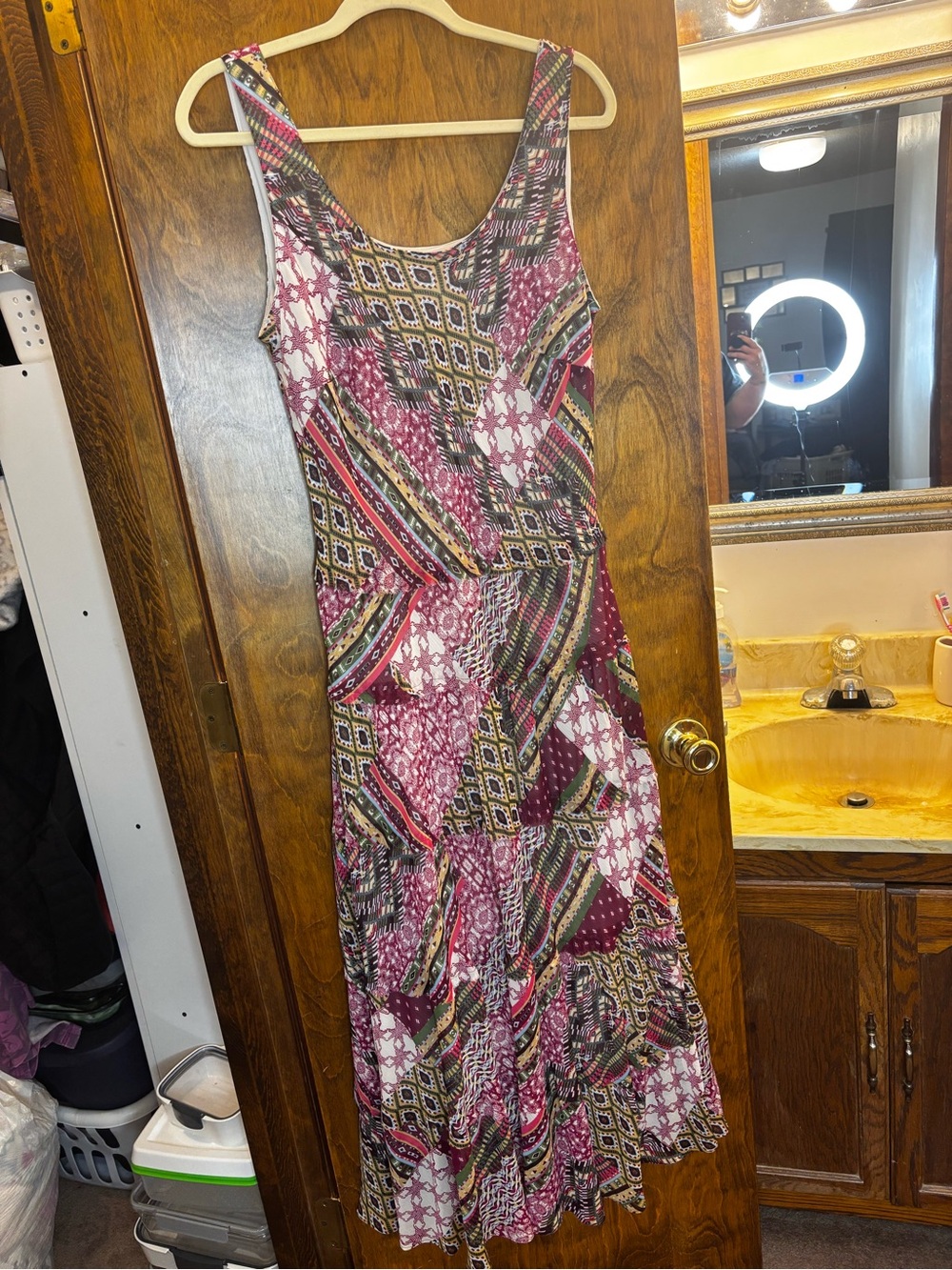 Jones Studio Sleeveless Maxi Dress in Berry Patchwork Print
